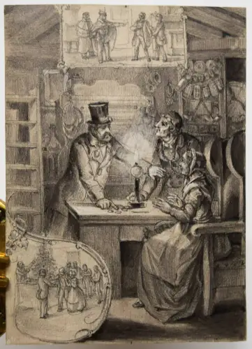 ORIG.-ENTWÜRFE BLEISTIFTZEICHNUNGEN Hoffmann, Franz. Weihnachten - 1888
