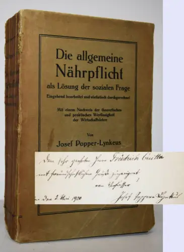 Popper-Lynkeus, Nährpflicht als Lösung der sozialen Frage GRUNDEINKOMMEN