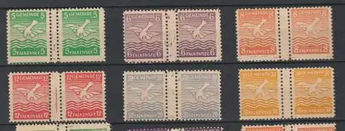 Falkensee 1 - 6 waagerechte Paare mit Zwischensteg, ** (MNH)