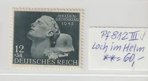 DR: "Heldengedenktag" mit PF III, ** (MNH), geprüft