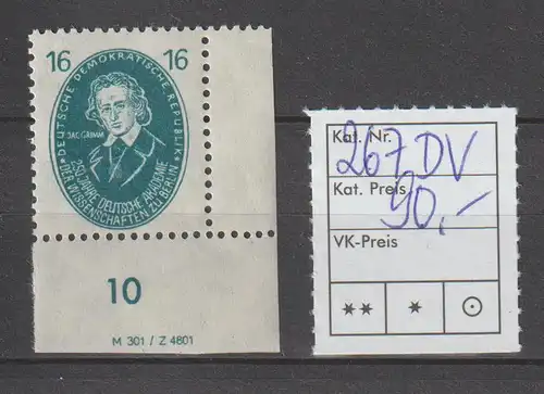 DDR-Druckvermerke: Aus dem Akademiesatz 1950 16 Pfg. (Grimm)  mit  DV