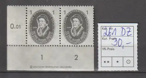 DDR-Druckvermerke: Aus dem Akademiesatz 1950 1 Pfg. (Euler)  mit  DZ