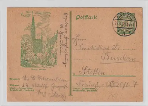 Danzig Bildganzsache (Rathaus), bedarfsgebraucht