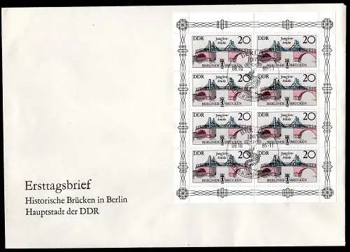 DDR, FDC  Kleinbogen "Jungfernbrücke"