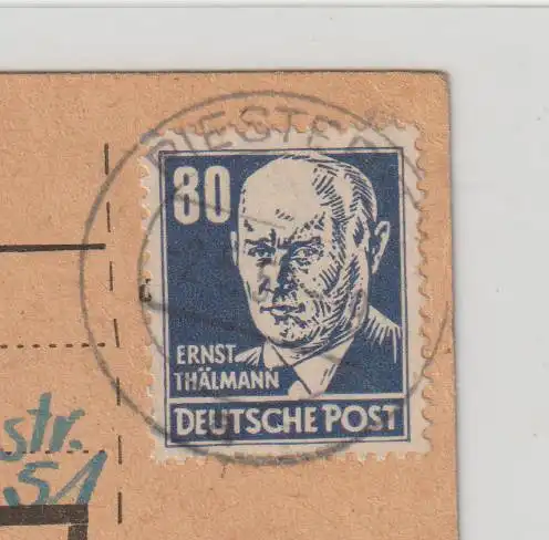 SBZ Köpfe I: EF 80 Pfg. auf Paketkarte (Michel 100,00)