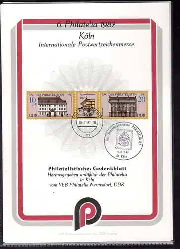 DDR-Gedenkblatt, 6. Philatelia 1987
