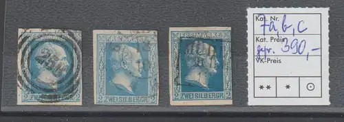 Preußen Nr. 7 in den Farben a, b und c; geprüft Brettl