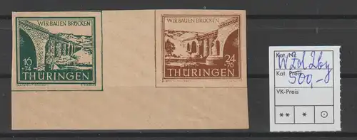 Thüringen Zusammendruck 2 in b-Farbe, **, Attest Dr. Jasch BPP 