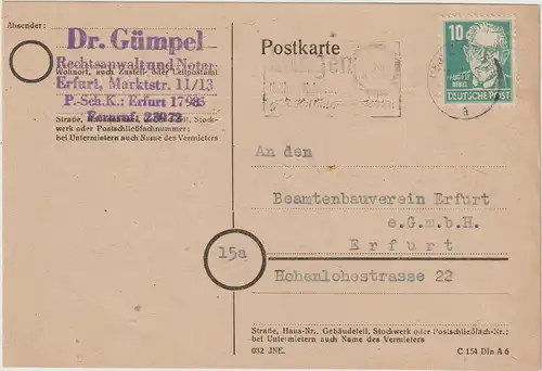 Köpfe I: Bedarfskarte mit 20-Pfg.-Marke in b-Farbe, gepr. 