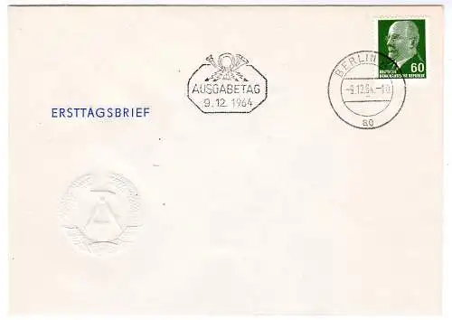 DDR, FDC Ulbricht 60 Pfennig. Mi.-Nr. 1080