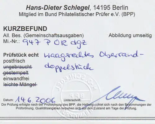 Gem.-ausg. 12 Pfg. AS: Plattendruck durchgez. im Paar **, Befund Schlegel