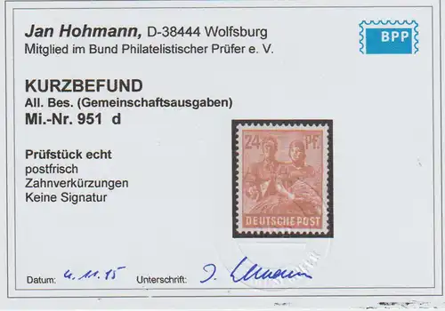 Gem.-ausg. 24 Pfg. AS in Farbe "d", **, Befund Hohmann BPP