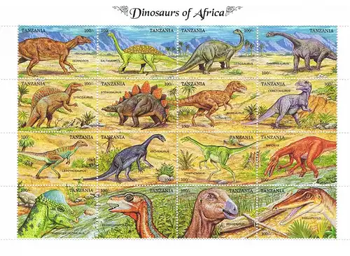 Tansania: "Dinosaurier von Afrika"; Kleinbogen