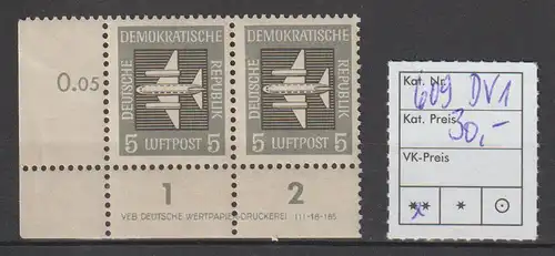 DDR-Druckvermerke: 5 Pfg. Flugpostmarke, **