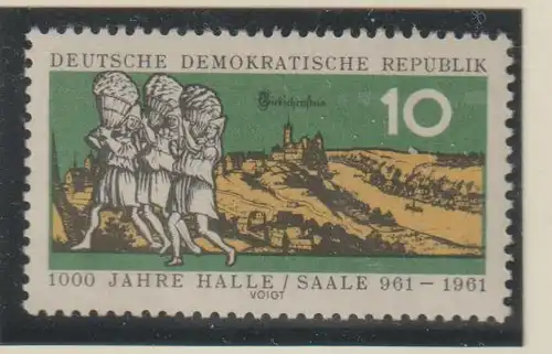 DDR. 10 Pfg. 1000 Jahre Halle mit WZ X, **,  FA. Mayer.