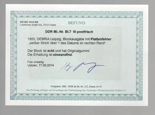 DDR, Debria-Block mit PF iii; **, Befund Mayer