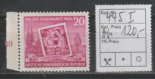 DDR spezial: Tag der Briefmarke 1954 mit PF I (dicke Baqcke), gepr.
