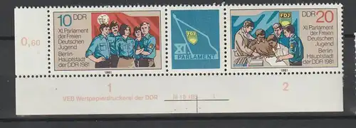 DDR Druckvermerke: Parlament der FDJ (1981)
