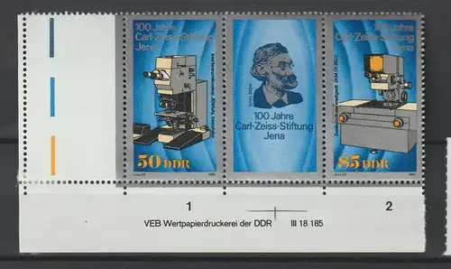 DDR Druckvermerke: Carl-Zeiss-Stiftung (1989); mit Leerfeld