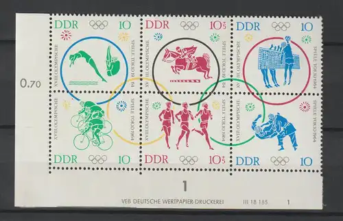 DDR Druckvermerke: Olympiade 6er-Block (1964)