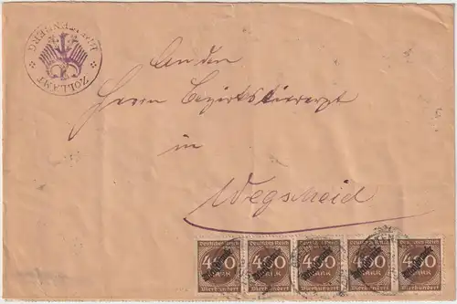Amtsbrief mit Massenfrankatur 25x Nr. D80