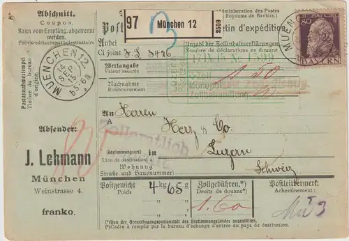 Bayern: Auslandspaketkarte mit EF 85 II