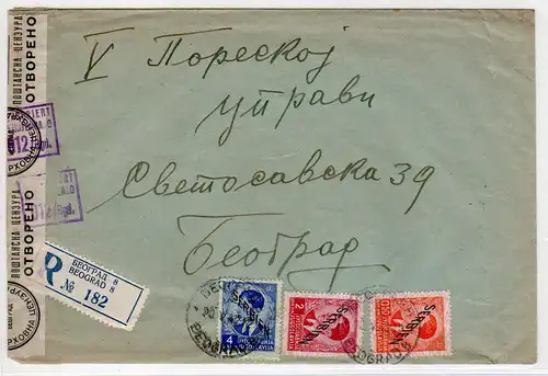 Dt. Besetzung Serbien: Einschreib-Ortsbrief Belgrad; zensiert