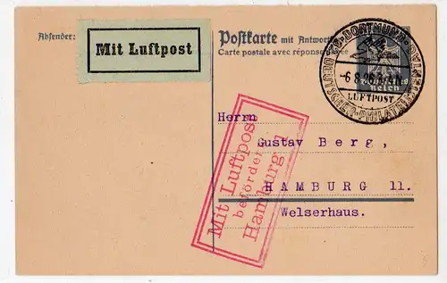 Flugpostkarte (P 159 F) von Dortmund - Hamburg, SSt. Phil.-tag.