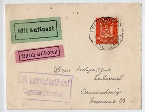 Express-Flugpostbrief 1925 von München - Braunschweig mit EF 347