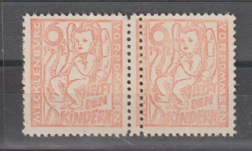 SBZ, MVP, 6 Pfg. Kinderhilfe in b-Farbe im Paar, **, geprüft