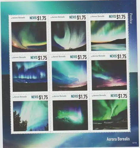 Nevis: Himmelserscheinungen Kleinbogen und Block