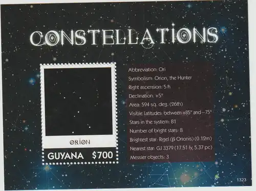 Guyana: Sternbilder  Kleinbogen und Block