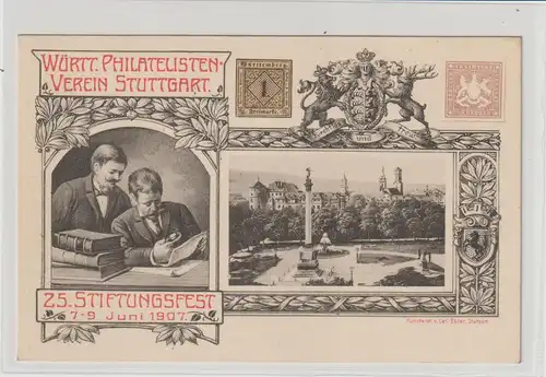DR Privatganzs. PP 20: Württ. Philatel.-verein Stuttgart, Stiftungsfest 1907
