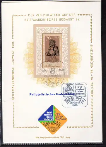 DDR-Gedenkblatt  Sindelfingen 1988