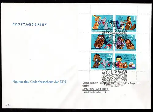 DDR, FDC  Kleinbogen "Figuren des Kinderfernsehens"