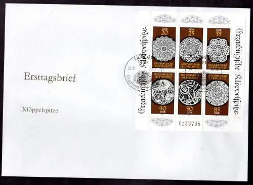 DDR, FDC  Kleinbogen "Erzgebirgische Klöppelspitze"