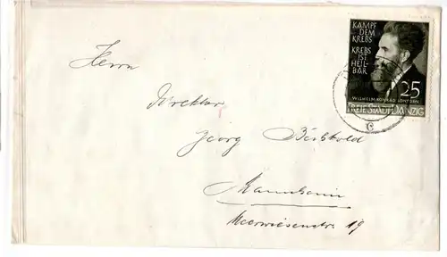 Danzig: Brief mit EF. Mi.-Nr 308 (Kampf dem Krebs)