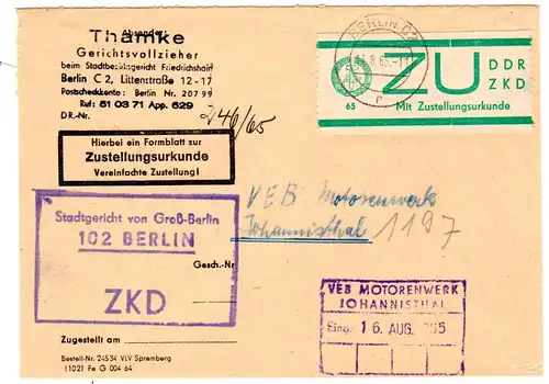 ZKD-Gerichts-Brief mit Zustellurkunde