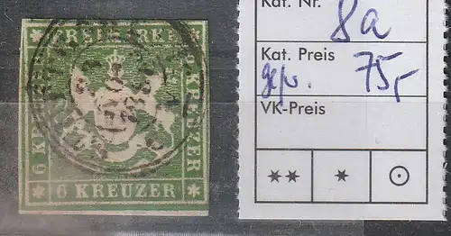 Württemberg Mi.-Nr. 8a gestempelt, geprüft 