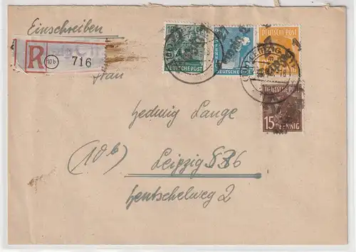 SBZ BHSt::Einschreibbrief Bez. 27/Leipzig mit guten Werten,.  BPP-gepr.