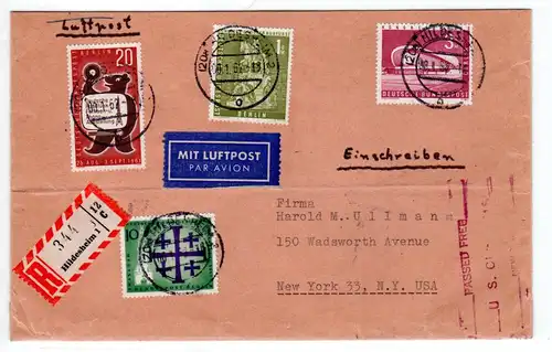 Berlin: Stadtbilder: 3 DM Kongresshalle u.a. auf LP-R-Brief nach New York