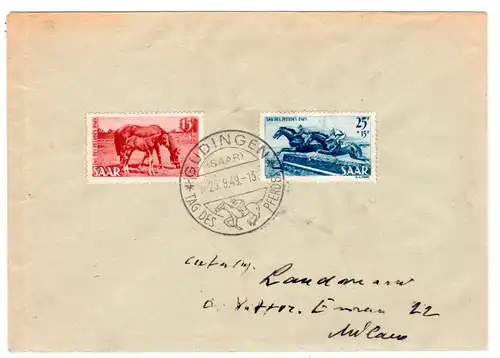 Saarland: Tag des Pferdes 1949, Ersttagsbrief