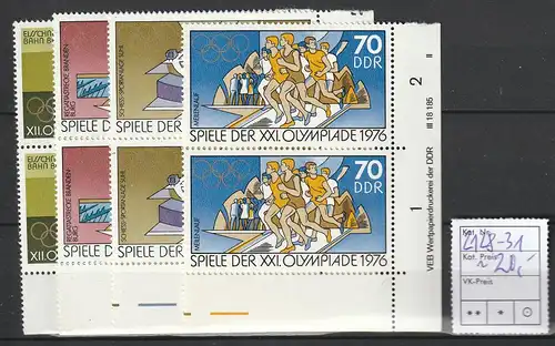 DDR Druckvermerke: Sommerolympiade 1976, Hauptwerte