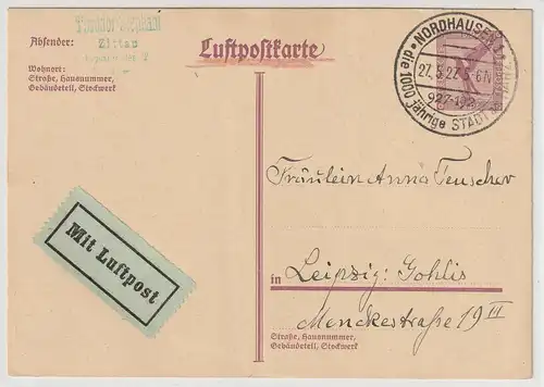 Dt. Reich: Luftpost-Ganzsache P 169a, bedarfsgebraucht