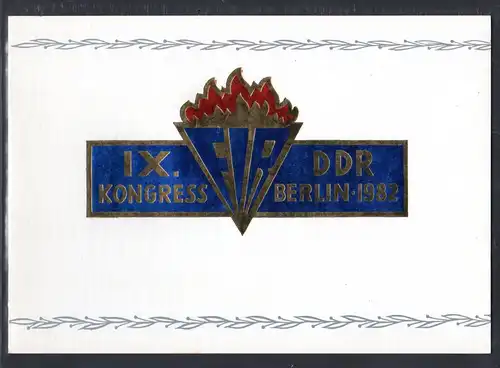 DDR-Gedenkblatt, IX.FIR-Kongreß DDR Berlin.