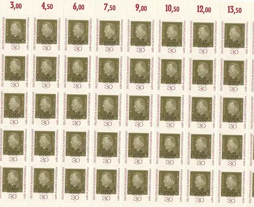 659 (Friedrich Ebert 1871) kompletter Schalterbogen, postfrisch.