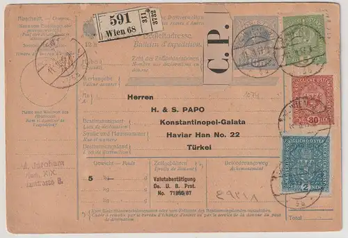 Österreich: Paketkarte 1917 in die Türkei