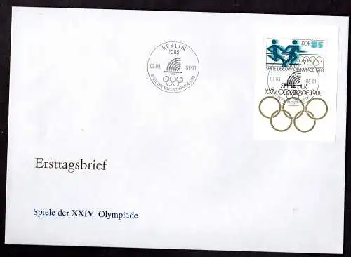 DDR, FDC Block "Spiele der XXIV. Olympiade 1988"