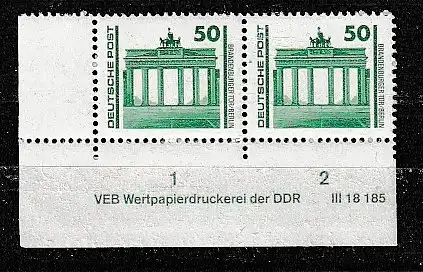 DDR Druckvermerke: Dt. Post 50 Pfg. mit DV1. **