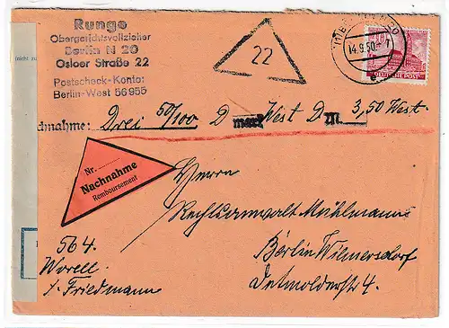 Berlin Bauten (I): Nachnahmebrief ("3,50 DM West"), EF Nr. 52